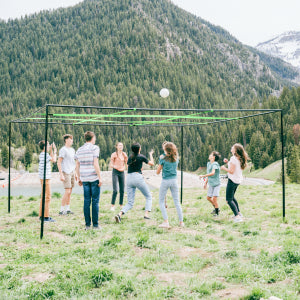 people playing 9 Square Castle Squares in the mountains