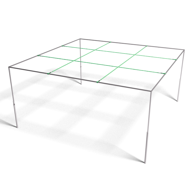 9 Square Game Set: Mill Finish with Green Straps