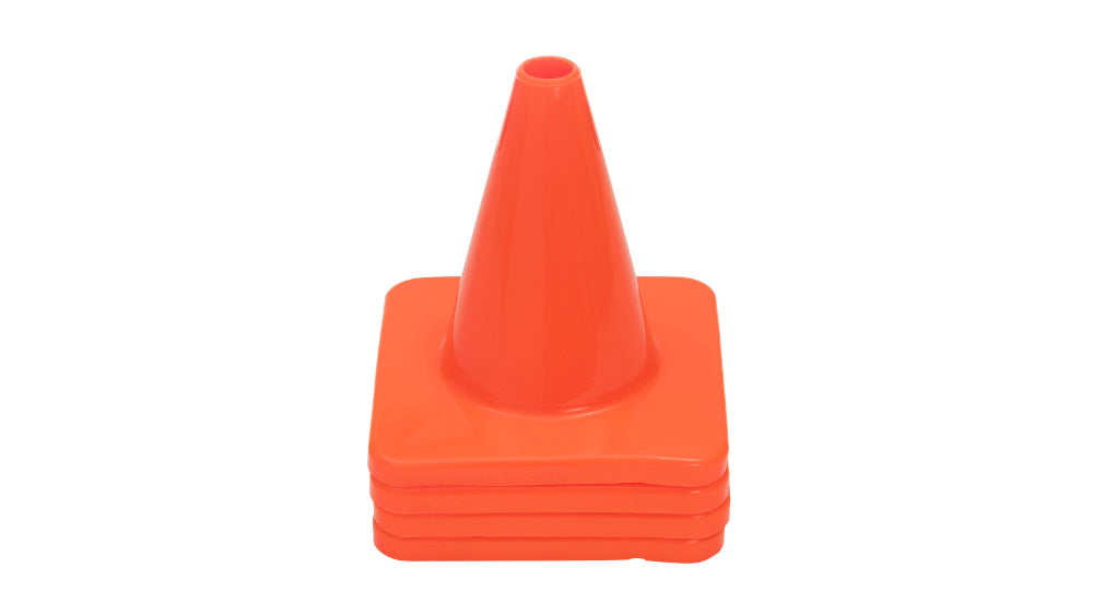4 durable small orange cones stacked