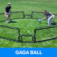 gaga ball pit net built with infinets with text that says, "gaga ball"